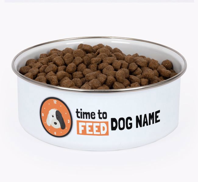 Time To Feed: Personalized {breedFullName} Enamel Dog Bowl